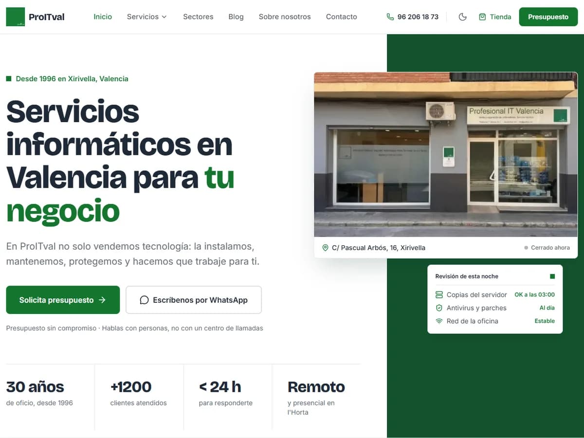 Captura de la web de ProITval