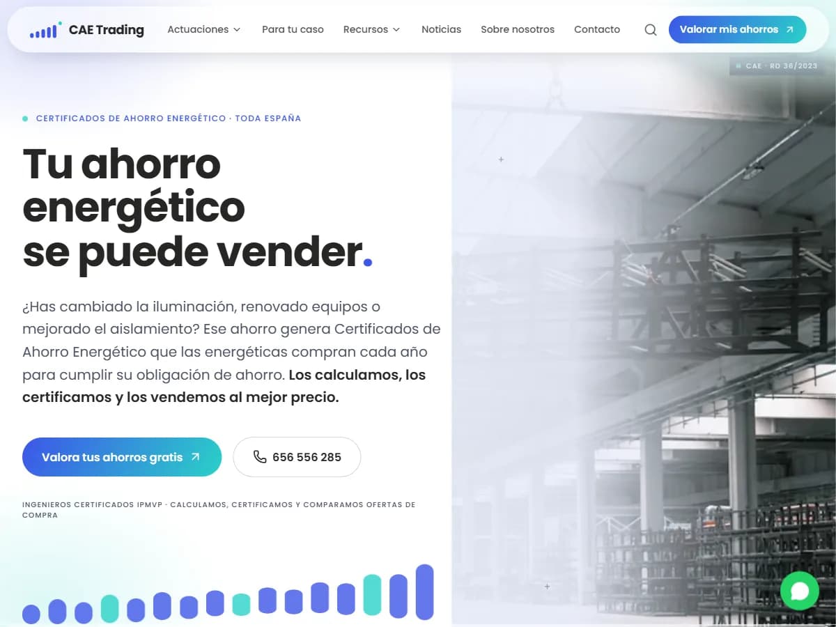 Captura de la web de CAE Trading